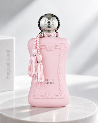 Parfums de Marly DELINA EXCLUSIF | Recreate @visual reference 2 exactly as it is but my fragrance instead of the one in it, very naturally.