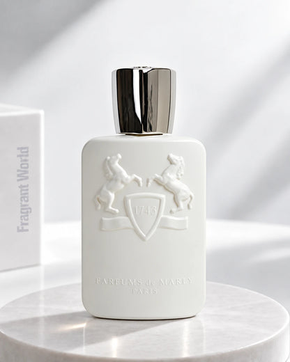 Parfums de Marly GALLOWAY | Recreate @visual reference 2 exactly as it is but my fragrance instead of the one in it, very naturally.