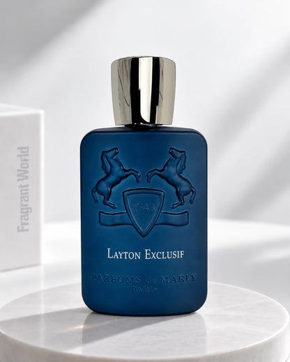Parfums de Marly LAYTON EXCLUSIF | Recreate @visual reference 2 exactly as it is but my fragrance instead of the one in it, very naturally.