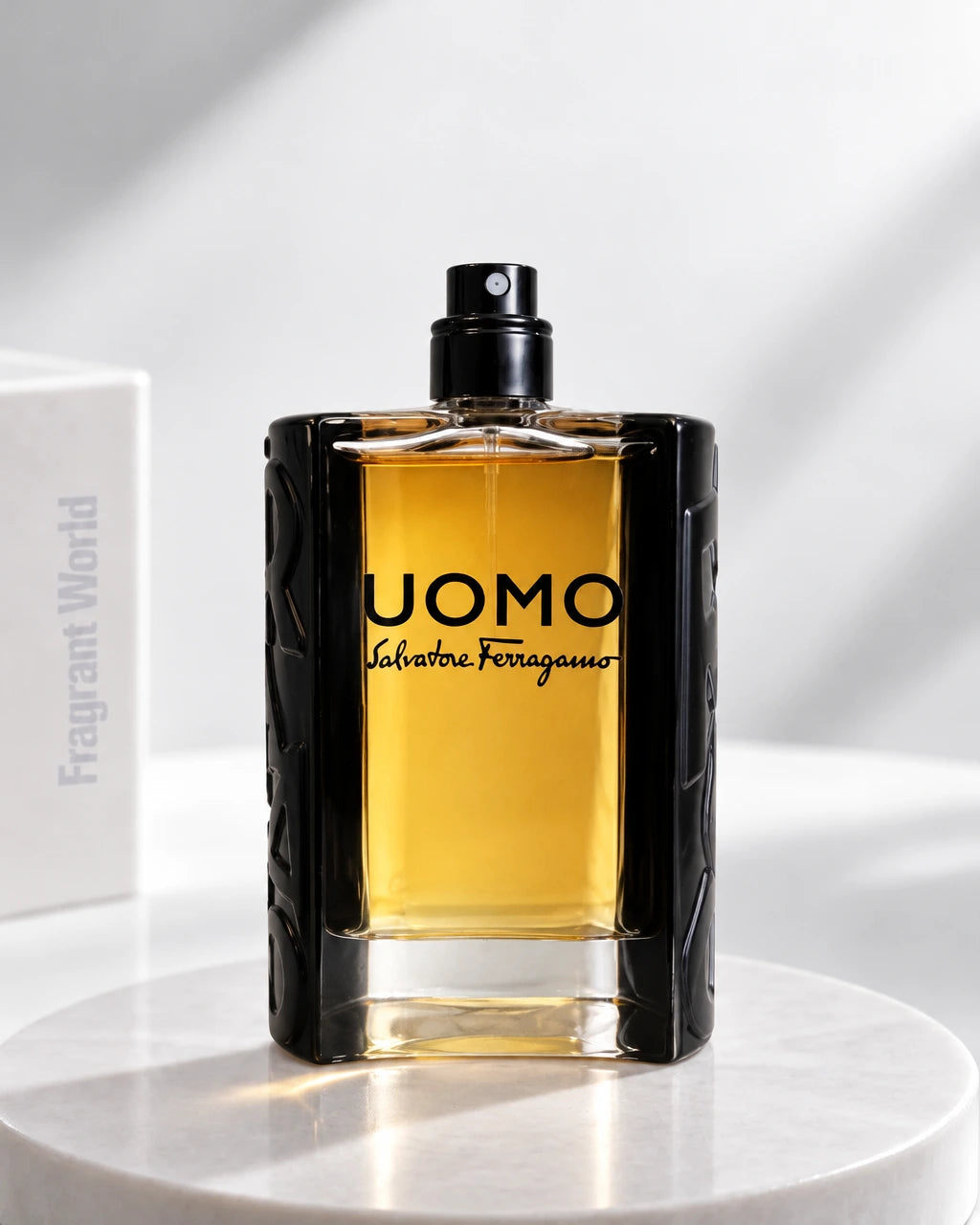 Salvatore Ferragamo UOMO EDT | Recreate @visual reference 2 exactly as it is but my fragrance instead of the one in it, very naturally.