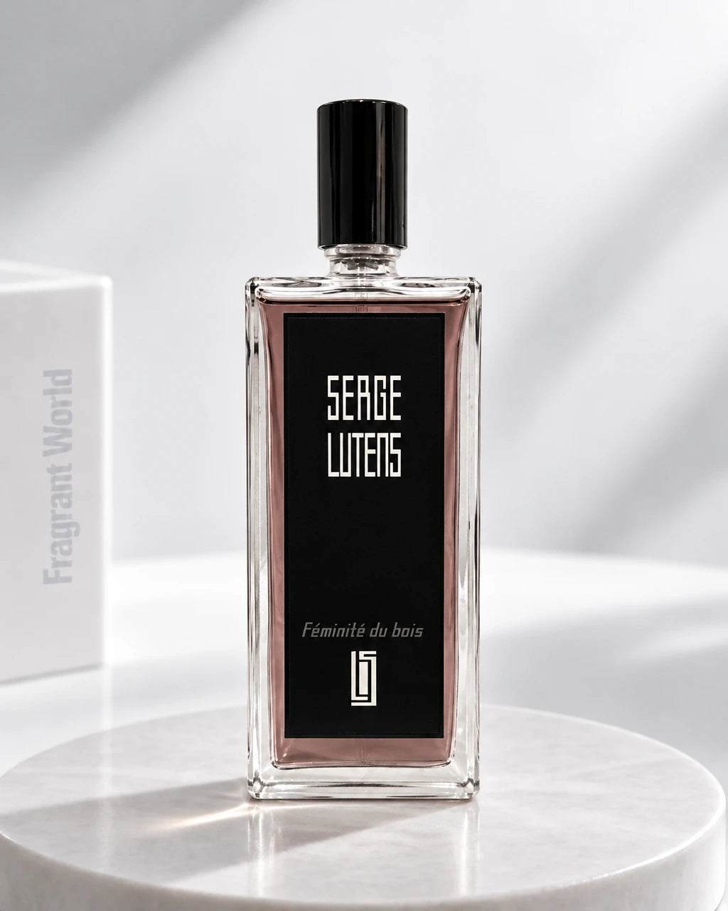 Serge Lutens FEMINITÉ DU BOIS | Recreate @visual reference 2 exactly as it is but my fragrance instead of the one in it, very naturally.