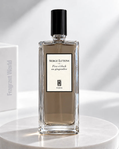 Serge Lutens FIVE O'CLOCK AU GINGEMBRE | Recreate @visual reference 2 exactly as it is but my fragrance instead of the one in it, very naturally.