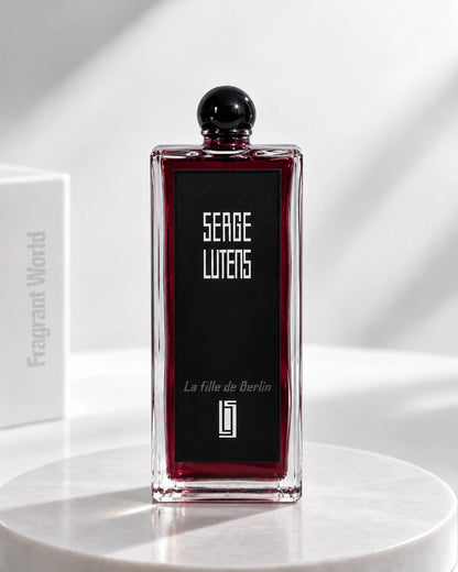 Serge Lutens LA FILLE DE BERLIN | Recreate @visual reference 2 exactly as it is but my fragrance instead of the one in it, very naturally.