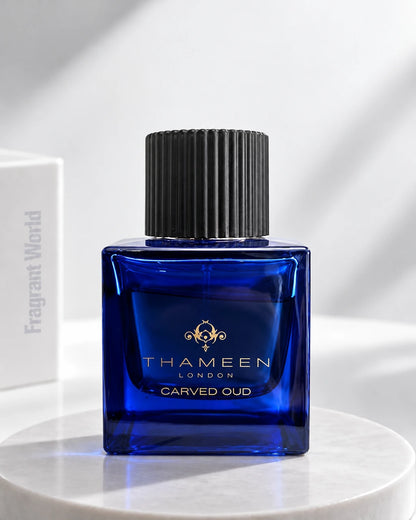 Thameen London CARVED OUD | Recreate @visual reference 2 exactly as it is but my fragrance instead of the one in it, very naturally.