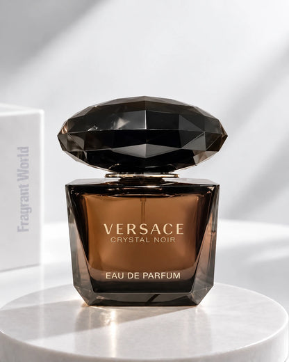 Versace CRYSTAL NOIR EDP | Recreate @visual reference 2 exactly as it is but my fragrance instead of the one in it, very naturally.