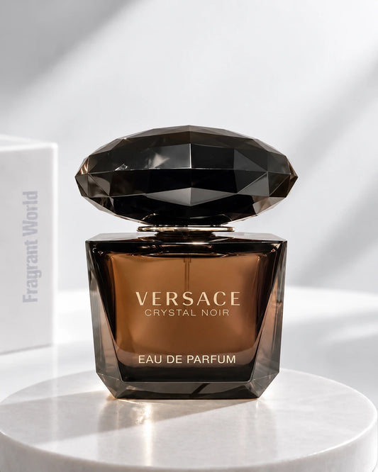 Versace CRYSTAL NOIR EDP | Recreate @visual reference 2 exactly as it is but my fragrance instead of the one in it, very naturally.