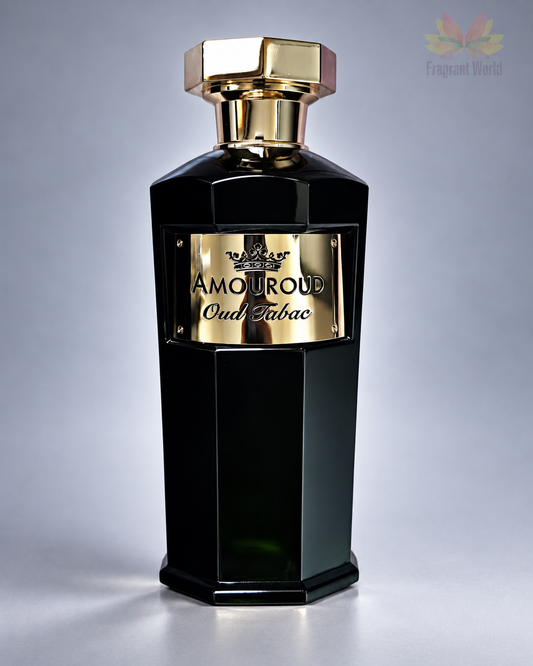 Amouroud Oud Tabac — frasco em fundo cinzento