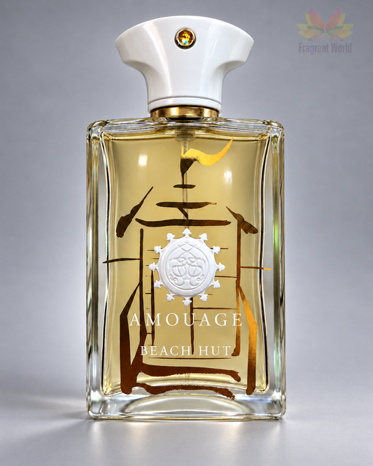Amouage BEACH HUT MAN em fundo cinzento