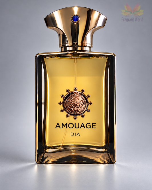 Amouage DIA MAN em fundo cinzento