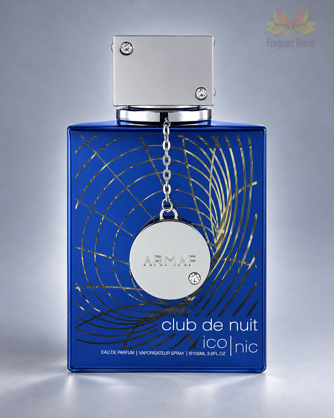 Armaf CLUB DE NUIT BLUE ICONIC em fundo cinzento
