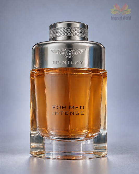 Bentley for Men Intense em fundo cinzento, com reflexos suaves