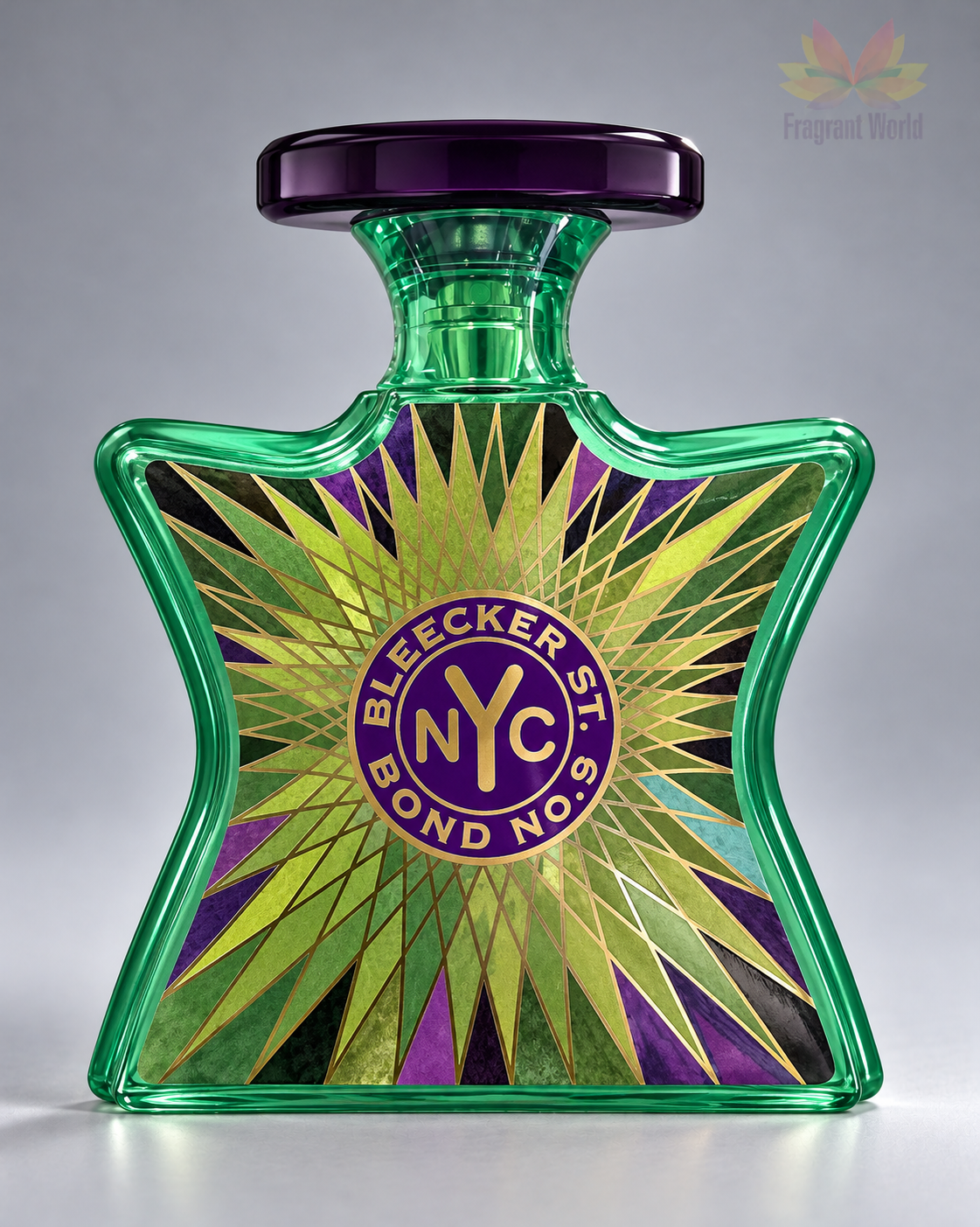 Bond no. 9 BLEECKER STREET sobre fundo cinzento