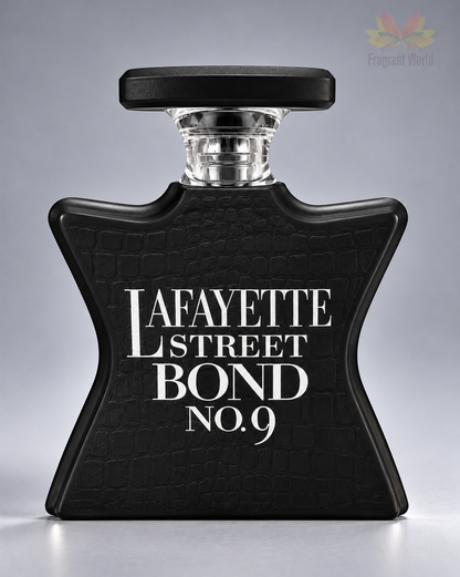 Bond no. 9 LAFAYETTE STREET sobre fundo cinzento