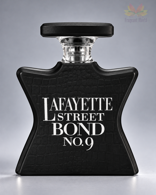 Bond no. 9 LAFAYETTE STREET sobre fundo cinzento