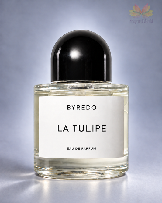 Byredo LA TULIPE sobre fundo cinzento