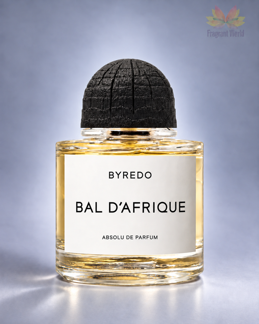 Byredo BAL D'AFRIQUE Absolu de Parfum sobre fundo cinzento
