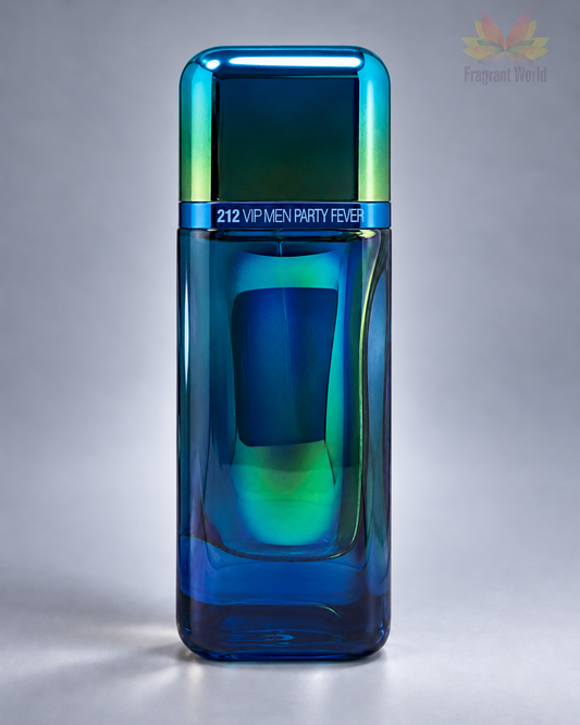 Carolina Herrera 212 vip men party fever — frasco em fundo cinzento