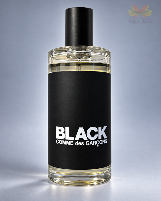 Comme des Garcons BLACK EDT sobre fundo cinzento — Fragrant World