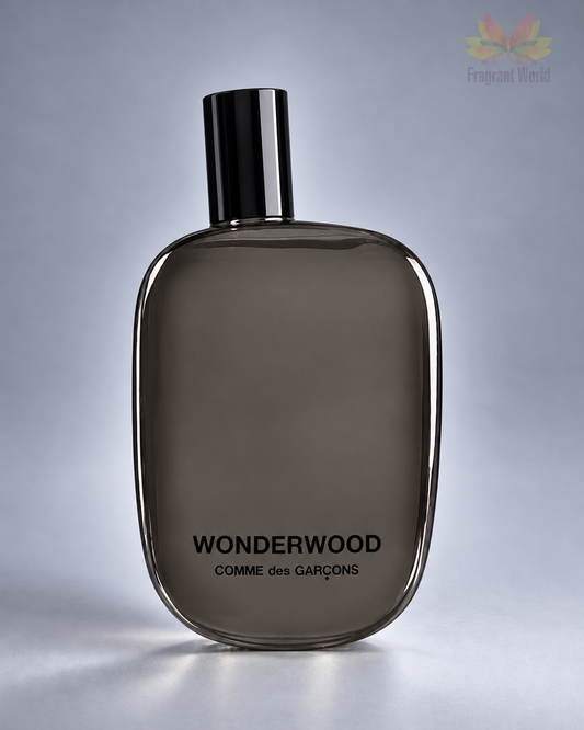 Comme des Garcons WONDERWOOD sobre fundo cinzento — Fragrant World