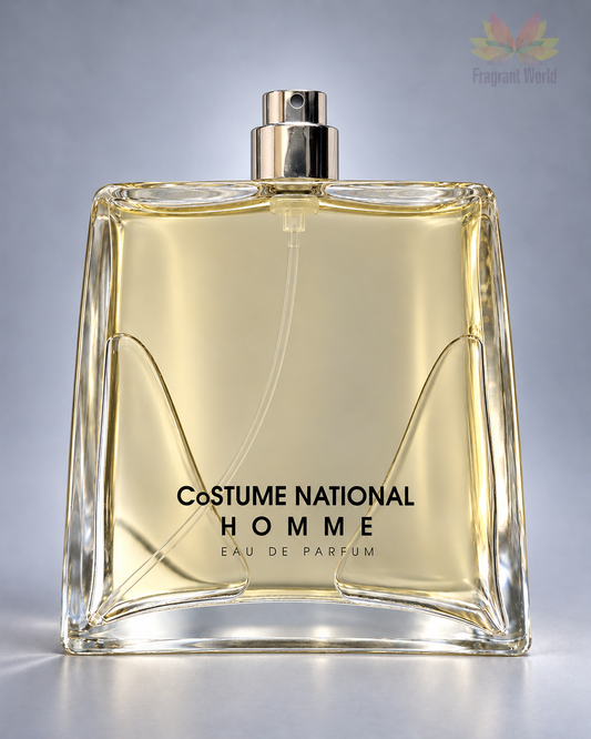 Costume National Homme Eau de Parfum — frasco sobre fundo cinzento