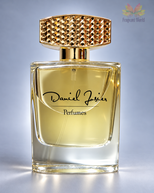 Daniel Josier Green Leather, frasco com perfume dourado claro